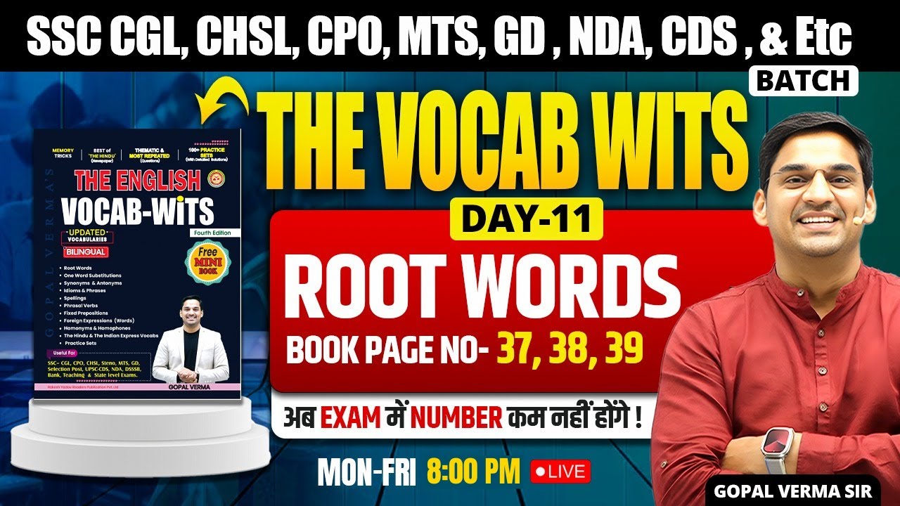 Vocabulary | Root Words | English for SSC CGL , CHSL , CPO , CDS ...