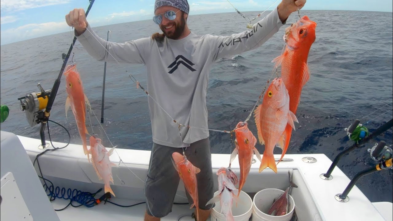 DEADLY Fishing Rig Catch Clean Cook- Bahamas Deep Drop Snapper