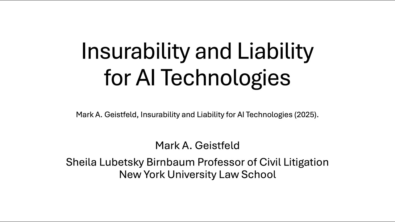 Insurability and Liability for AI Technologies
