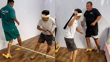 Screaming Chicken Blindfolded & Beating People Challenge | Funny Belt Game | Try Not To Laugh
