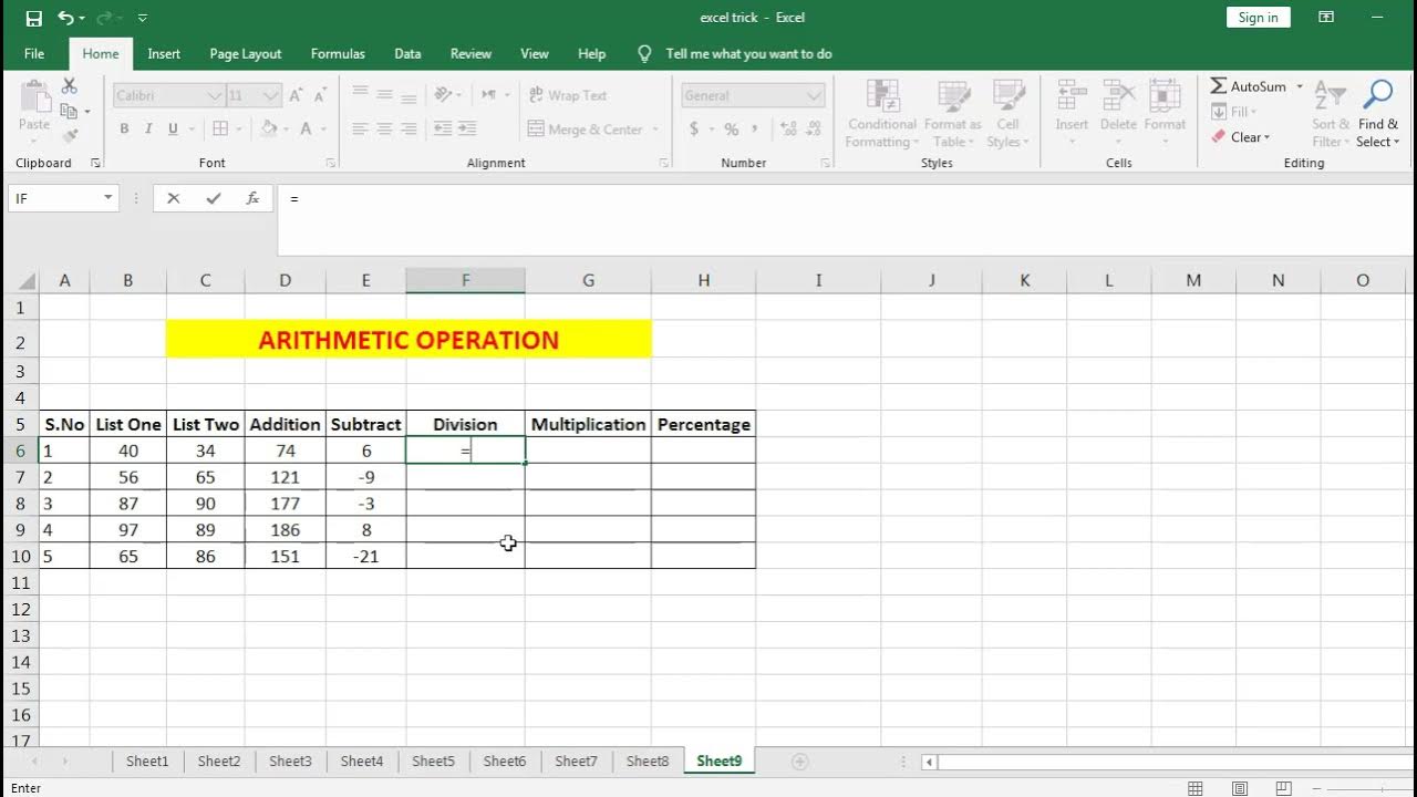 Excel Arithmetic Function | Arithmetic Functions in ms excel, excel ...