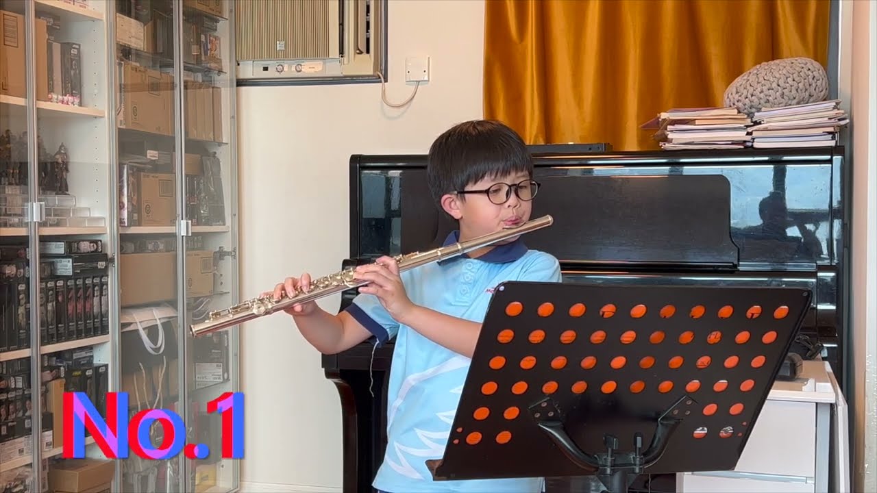 A Tune A Day For Flute Bk 1 Lesson 18 P.28 Upper Octaves by Au Pok Yin Jason 歐博弦, 8 year's old boy