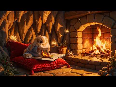 Bunny's Cozy Reading Nook | Soft Music & Nature Sounds, Crackling Fire for Deep Focus, Relax, Chill