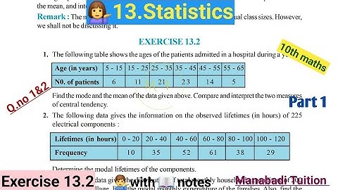 10th class math| Chapter 13| 💁Statistics|💁‍♀️ Exercise 13.2 |Q no 1&2 |part 1|CBSE|NCERT|