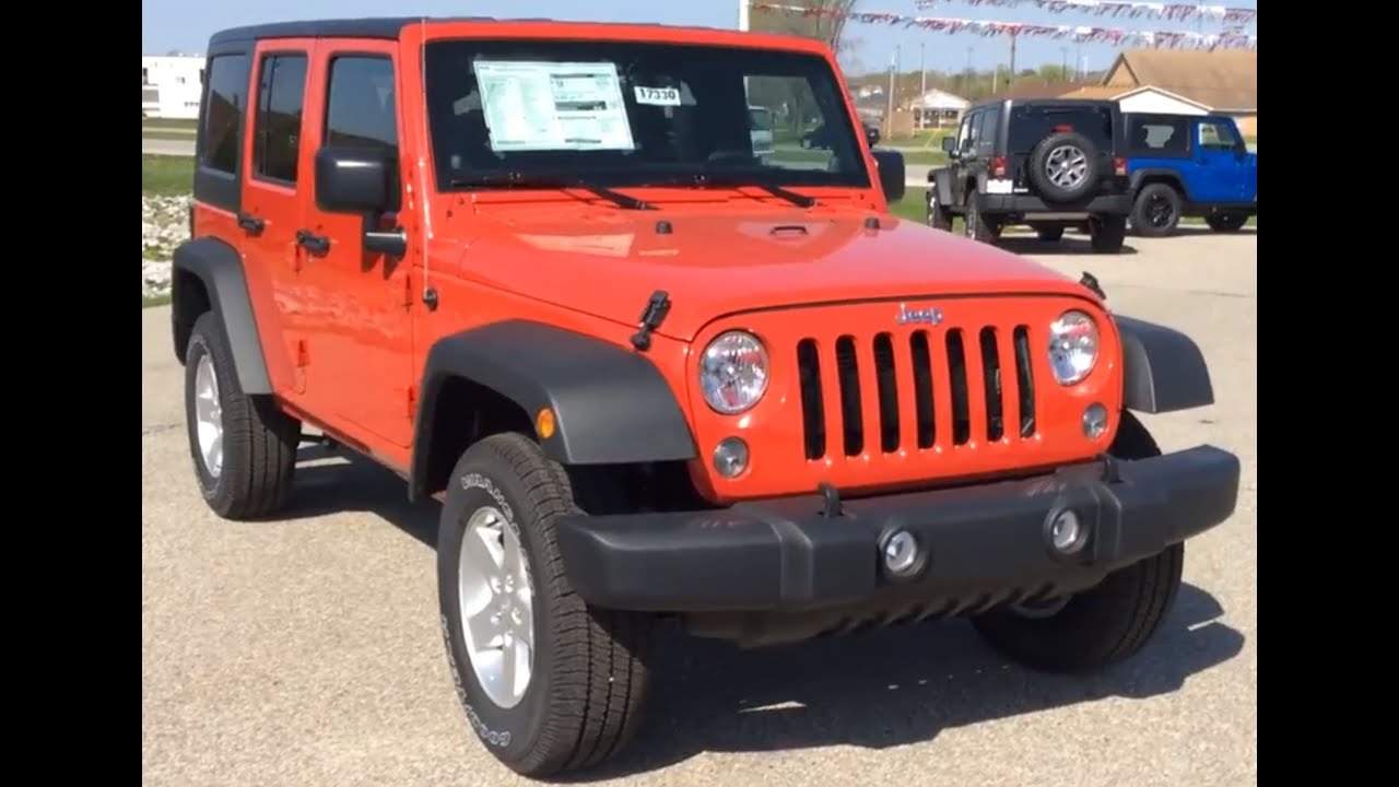 2014 Jeep Wrangler Unlimited 4WD 4dr Sport | Red | Four-Door Jeep - YouTube