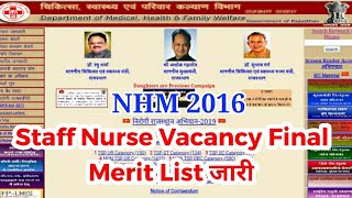 Rajasthan Staff Nurse Vacancy Final Merit List | राजस्थान स्टाफ नर्स भर्ती अंतिम चयन सूची जारी 2019|