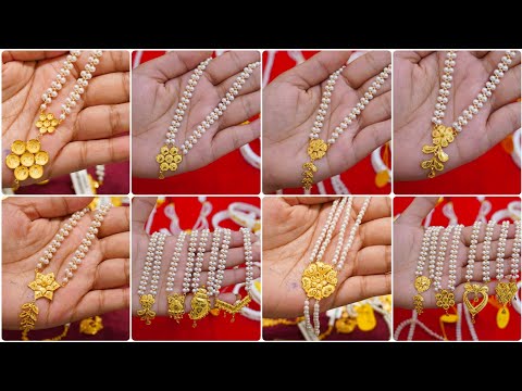 Gold Pearl Necklace Designs With Price //Gold Pearl Jewellery Design||