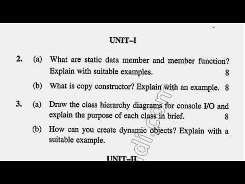 MCA 2nd Sem Object Oriented Programming Using C++ Question Paper