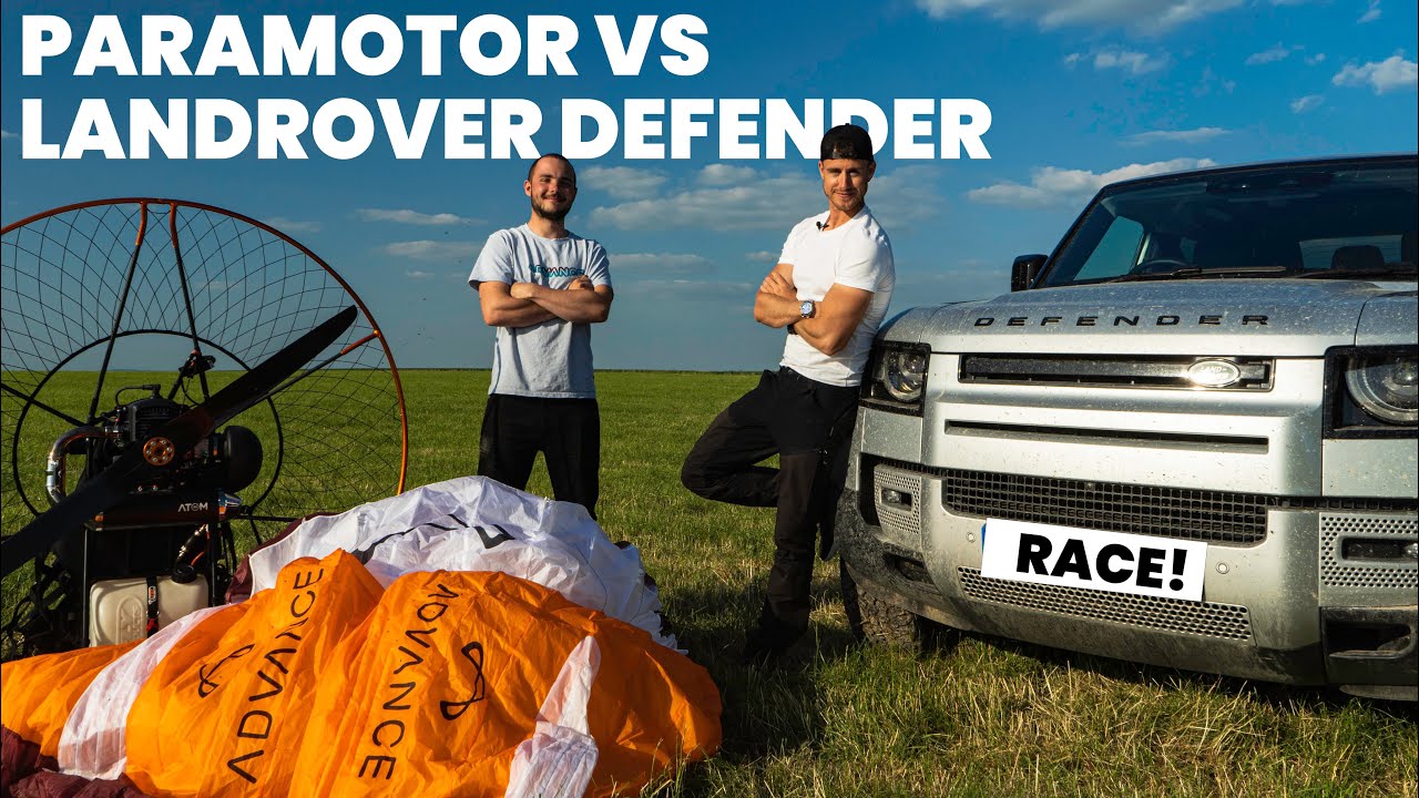PARAMOTOR VS LANDROVER DEFENDER RACE!