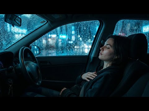 Cozy Rain on Car Roof During Lonely Night for Better Relaxation
