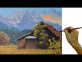 Acrylic Landscape Painting in Time-lapse / Cabin in the Field / JMLisondra