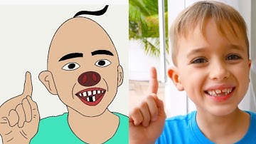 Chris and mom build inflatable playhouse for children , funny drawing meme , vald and niki