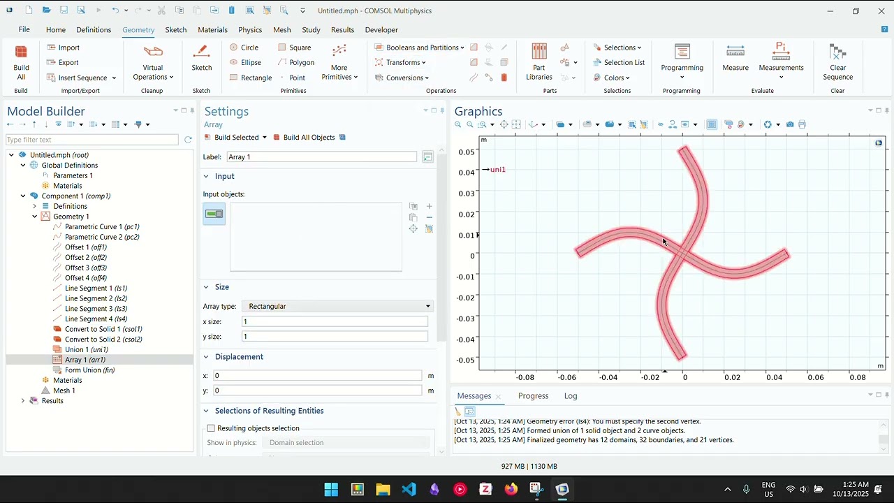 Plane strain analysis of a lattice-type metamaterial in COMSOL
