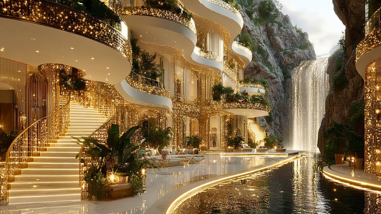 “Step Into a Dream Luxury Palace | Stunning Waterfall Mansion with ...