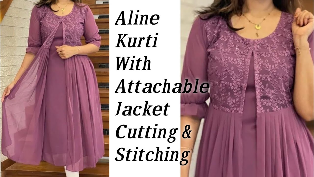 Aline Kurti With Attachable Jacket തയ്ക്കാൻ പഠിക്കാം/Cutting & Stitching Malayalam/Fashion with Rika