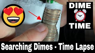 Searching Dime Rolls for Silver - Time Lapse Hunt - Ugly Dime Book #9