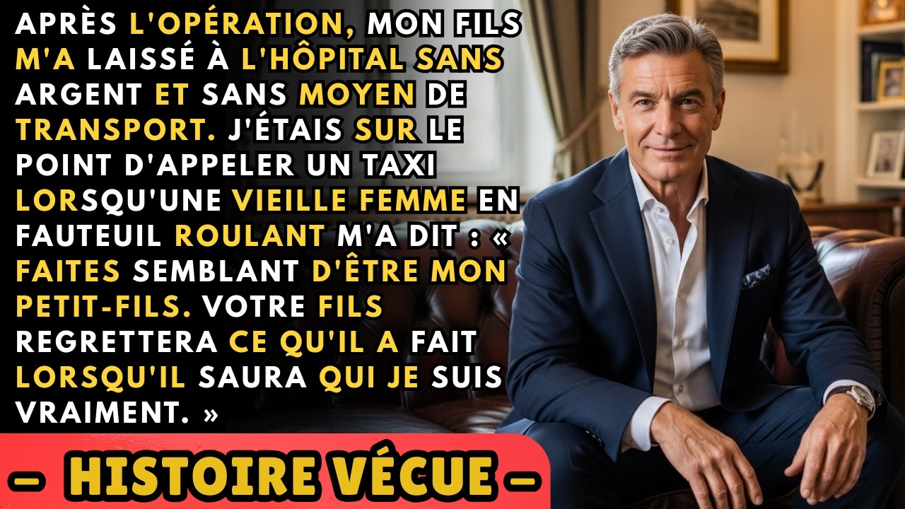 Il y a six mois, je suis sorti de l'hôpital après une opération à cœur ouvert, sans un centime en poche, abandonné sur un banc froid par mon propre fils. Une inconnue en fauteuil roulant s'est...