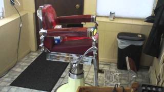 1950 s Belmont Barber Chair BEFORE Hess EZY Shave Straight Razor REVIEW