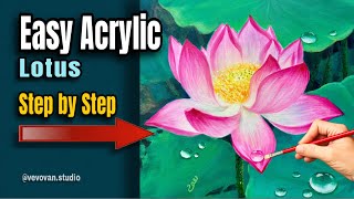 How to Paint a Lotus Flower in Acrylics | Relaxing Step-by-Step Tutorial screenshot 2