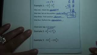 Adding and Subtracting Positive and Negative Mixed Numbers