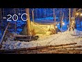 Off Grid Hot Tent Winter Camping in Snow - Very Cold Below -20°C