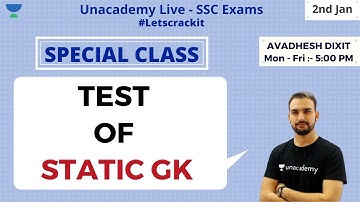 SSC CGL 2019 | Test of Static GK | Special Class | Unacademy | Avadhesh Dixit