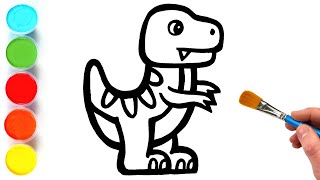 t rex dinosaur drawing painting and coloring for kids toddlers lets paint together