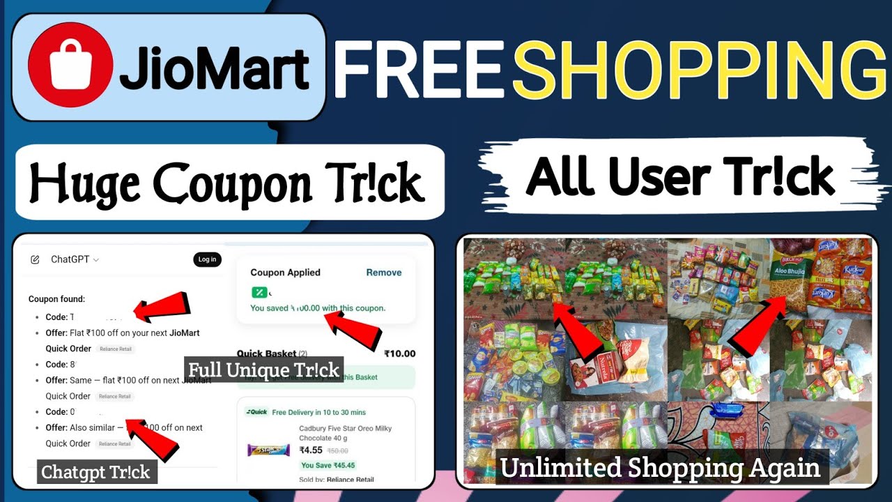 Jiomart Coupon Code Today | Jiomart 100 Free Shopping | Jiomart 100 off coupon | Jiomart offer today