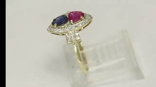 Diamond Ruby Sapphire Ring .85CT 14K Multi Tone Gold Size 7 - 33074