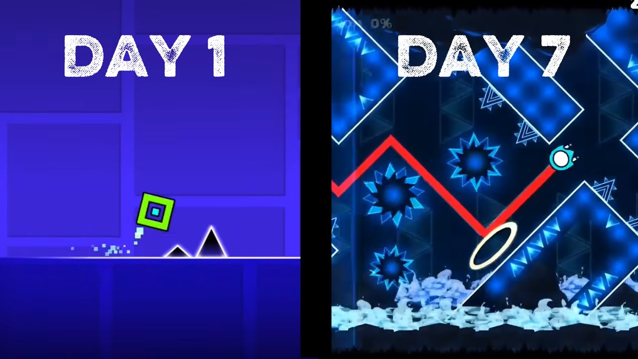I Played Geometry Dash For 7 Days As A BEGINNER - YouTube