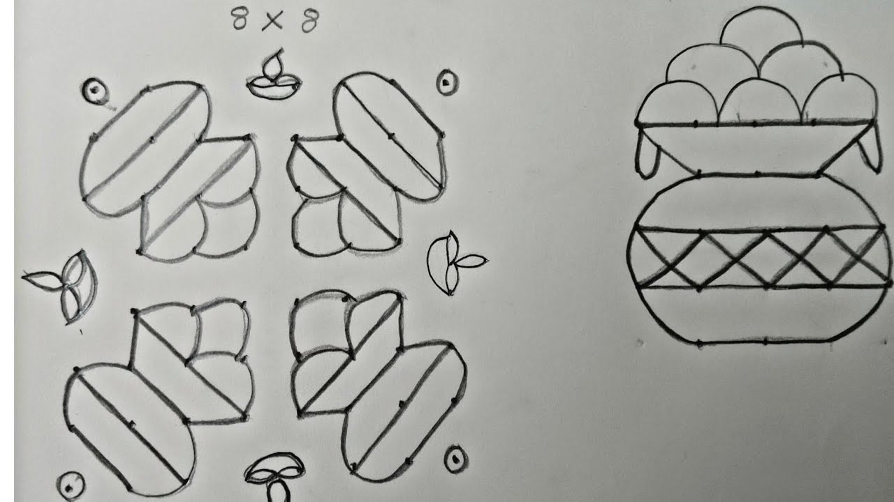 Easy Makar Sankranti Muggulu Pongal Kolam / Pongal Pot Kolam New design