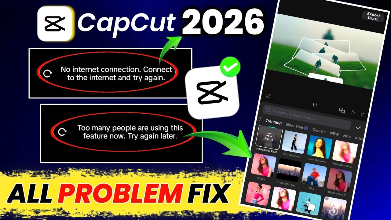 Too many people using this feature capcut problem | Capcut No Internet ...