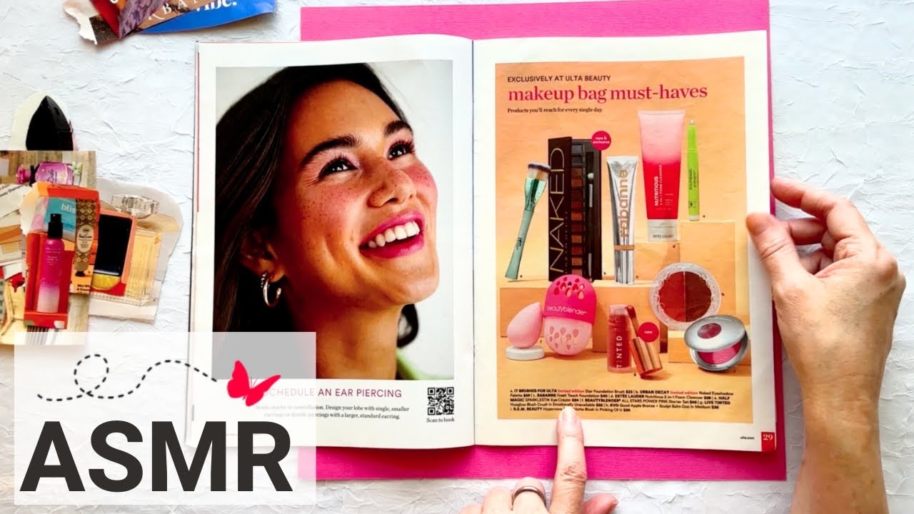 Ulta Beauty Catalog ASMR Whispered, Page Turning Cutting Tearing Paper Choosing Collage Pictures