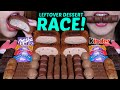 Asmr leftover dessert race nutella mini milka ferrero eggs chocoalte mousse cakes kinder 