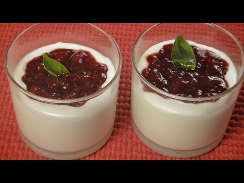 Basil White Chocolate Mousse with Balsamic Strawberries
