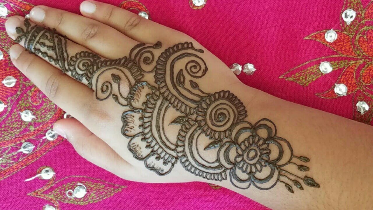 Kids Henna Mehndi Arabic Design For Back Hand - YouTube