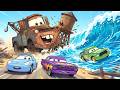 Giant Wave ATTACK! 🌊😱 Chick Hicks Swept Away as Mater Causes Chaos! 🚗💥 | Cars Toons 2D Animation