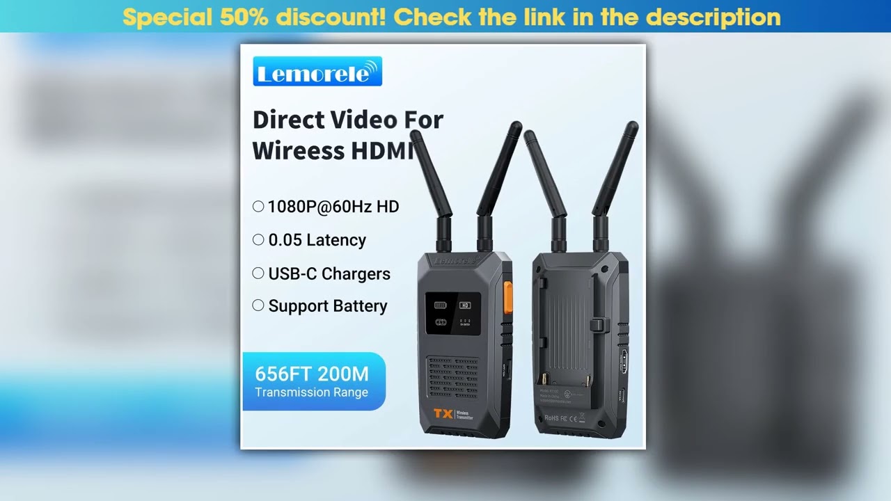 Lemorele Wireless Audio Video Transceiver 200M Low Latency HDMI Transmitter and Receiver for