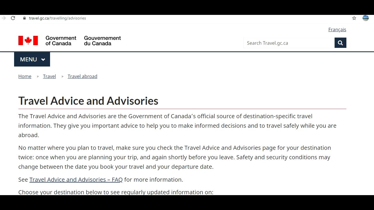 canadian embassy travel advisories