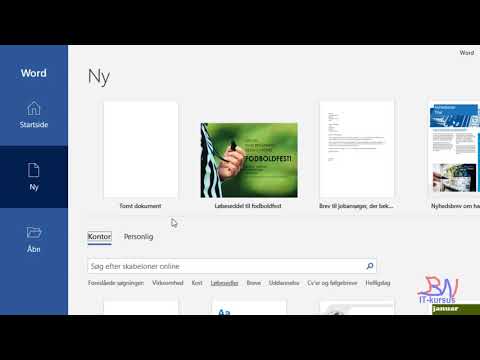 Word 2016 Del 2 - Word opret og gem dokument