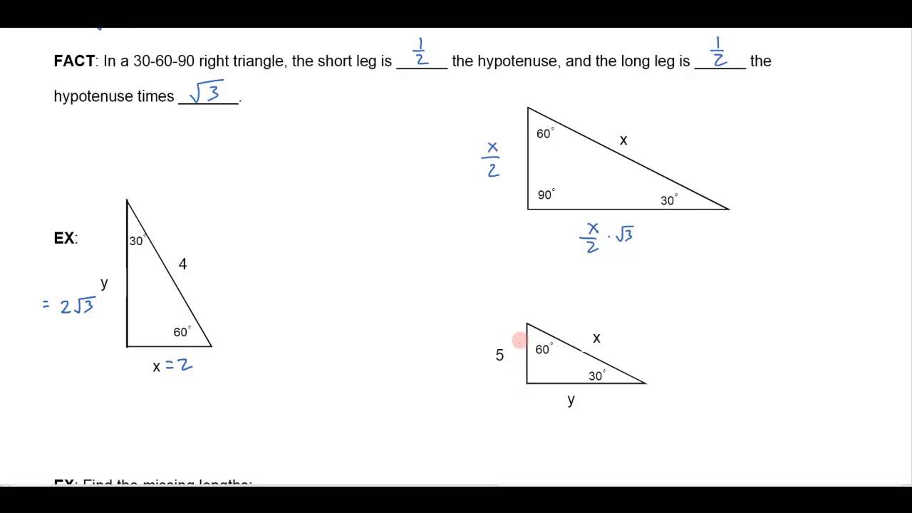 Solving A 30 60 90 Right Triangle Youtube