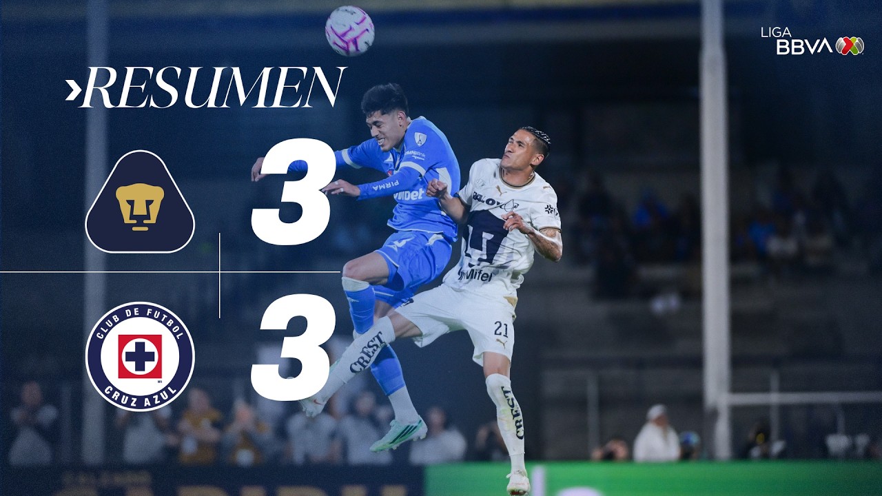 [멕시코 리가 MX] PUMAS 3-3 CRUZ AZUL J11 AP26 | Universitarios y Celestes empataron en electrizante partido