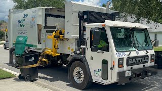 Fast FCC Environmental Services Battle Raider CNG Bridgeport EzPack Ranger Side Loader Garbage Truck