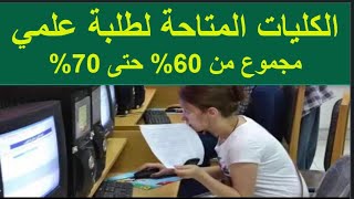 افضل الكليات المتاحة لعلمي علوم و رياضة بمجموع من 60%  حتى 70% - توقعات تنسيق الجامعات 2023