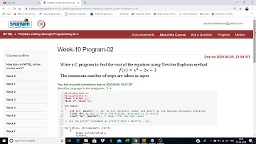 Problem solving with programming in c Programming assignment week 10 nptel 2020