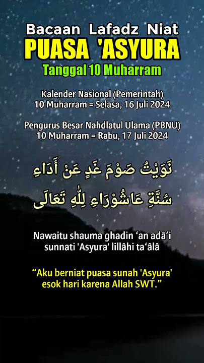 Niat Puasa 'Asyura (10 Muharram)