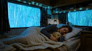 Rain Sounds for Sleeping - Night Storm Ambience in a Warm Car Deep in the Forest