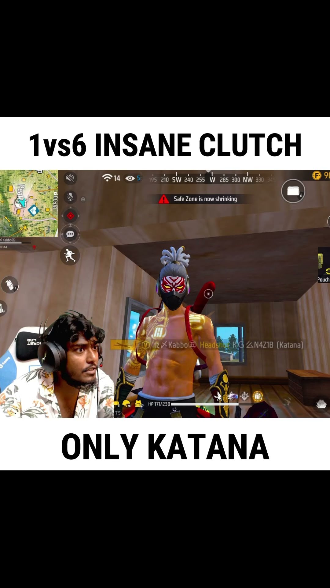 Impossible ? Only Katana 1 VS 6 ?? #shorts #freefire #itzkabbo