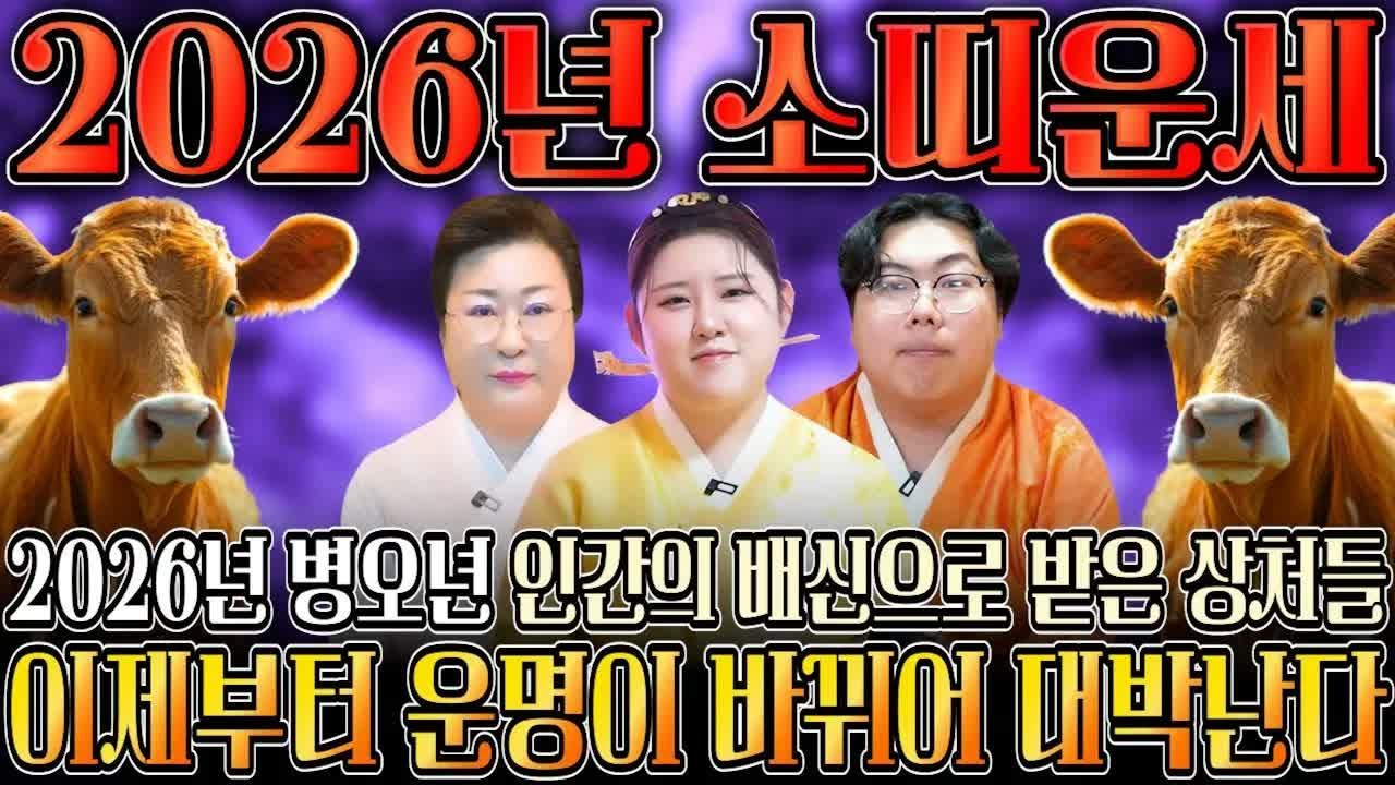 2026 병오년 소띠 대운 폭발 조상·하늘이 돕는 해! 흘린 눈물 모두 금전으로 돌아옵니다｜61·73·85·97년생