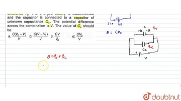 A capacitor of capacitance C is charged to a potential difference `V_(0)`. The charged battery is
